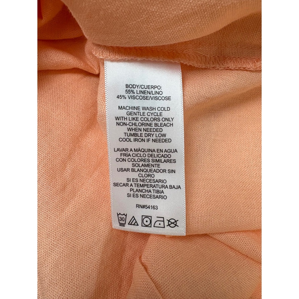 DKNY Peach Linen Blend Maxi Dress Sleeveless Resort Minimalist XXL European Wear - Picture 5 of 6
